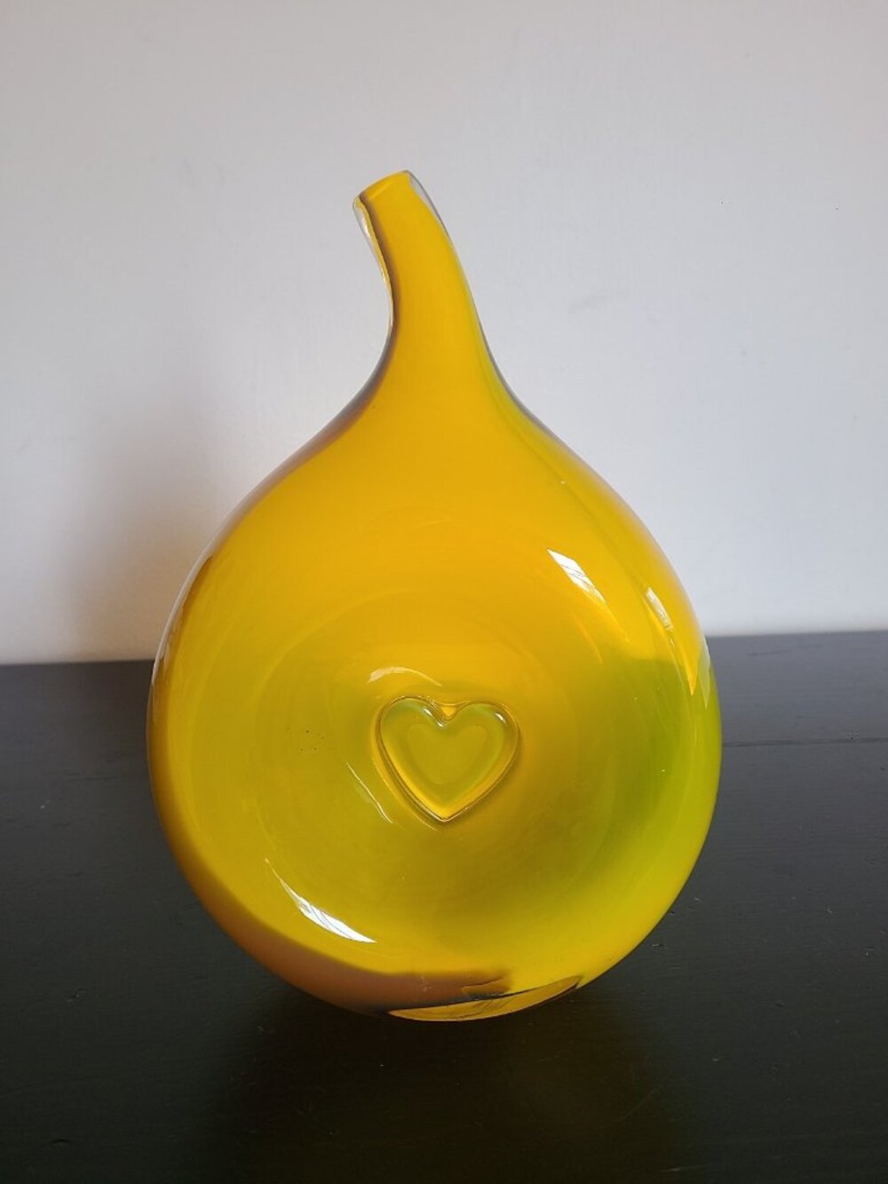Kosta Boda Bali Heart Vase Yellow Kjell Engman